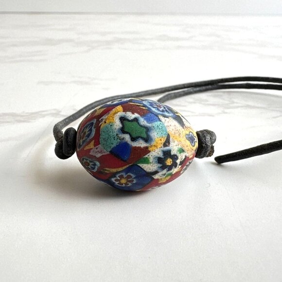 Vintage Murano Millefiori Bead on Leather Cord - Picture 1 of 5
